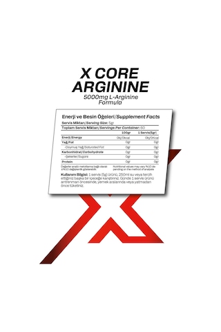 L- Arjinin Aromasız 300 Gr 60 Servis Arginine Amino Asit