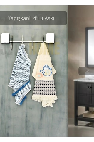 Jet's Home Yapışkanlı 4'lü Askılık Paslanmaz Metal Havluluk Krom Krom