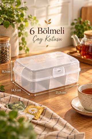 Porsima 1178 Premium 6 Bölmeli Poşet Çay Kutusu Sallama Çay Kutusu Yeşil
