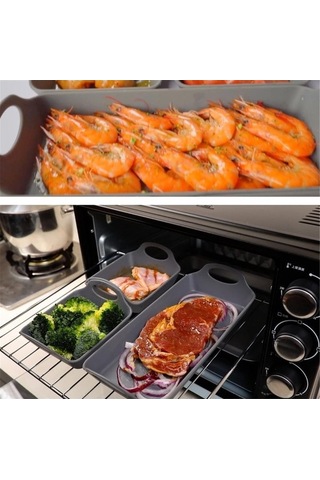 Besthome1 4'lü Gri Silikon Fırın Bölücü Seti - Dayanıklı, Anti Yapışkan, Farklı Malzemeler İçin Gri Gri