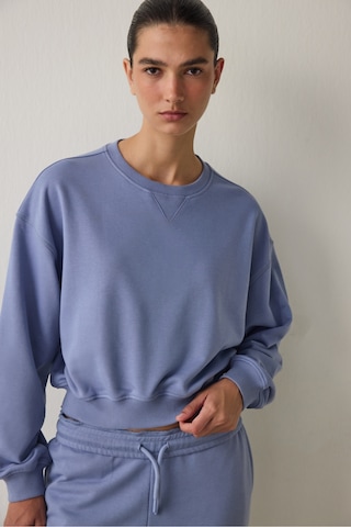 Penti İndigo Curvy Edge Bisiklet Yaka Oversize Crop Sweatshirt