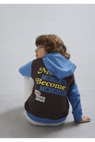 Mavi - Baskılı Kapüşonlu Mavi Sweatshirt 6s10166-70724 Mavi