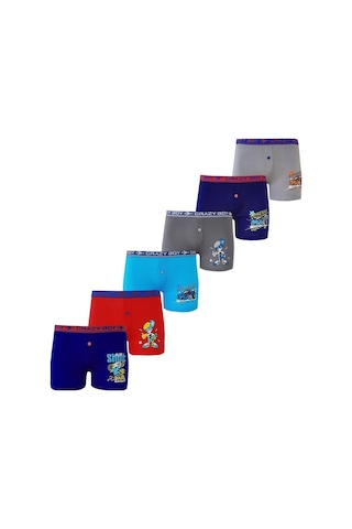 Tutku 6Lı Erkek Çocuk Renkli Baskılı Boxer Külot