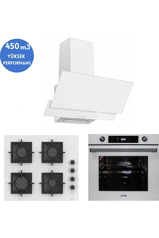 Afm Tech Ve Ferre Vpool Turbolu Dijital Beyaz SC206-FA + FM7701 + FM3301 Ankastre Set