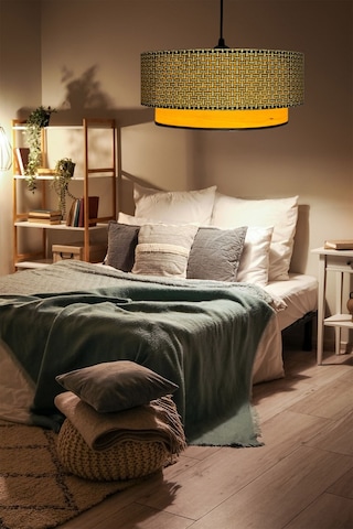 Hasır Kahve Ahşap Desenli Avize Kahverengi