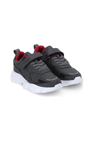 Slazenger Fıffy Unisex Çocuk Cırtlı Koyu Gri / Kırmızı Günlük Spor Ayakkabısı Koyu Gri - Kırmızı