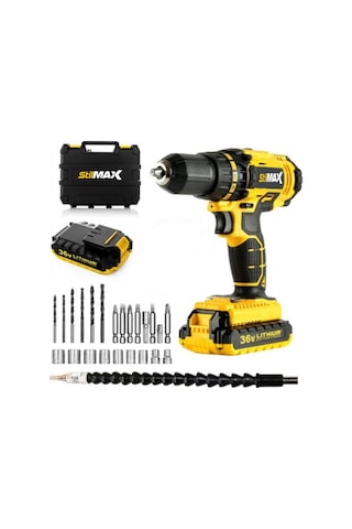 Sitilmax XR365 36 V 5 Ah Darbeli Çift Li-on Akülü Şarjlı Vidalama Matkap + 27 Parça Set