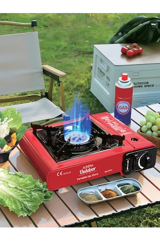 Auhma Rb-kf01 Portatif Kamp Ocağı 2.3kw Kırmızı Taşınabilir Tekli Gazlı Ocak Rüzgar Geçirmez, Piknik, Kamp, Bahçe, Tekne Kullanımı İçin Çok Renkli
