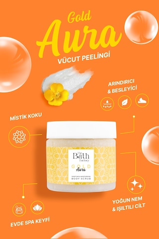 The Bath Factory Gold Aura Nemlendirici ve Arındırıcı Vücut Peeling 300 G