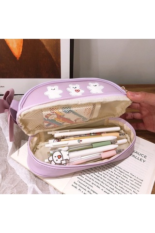 Şık Ve Fonksiyonel Öğrenciler İçin Kalem Kutusu - Mor Renkli Okul Malzemesi Mor