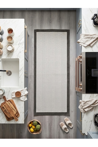 Vektör Sisal Halı Kaymaz Taban Silinebilir Yıkanabilir Modern Salon Mutfak Koridor Halısı Beyaz Antrasit