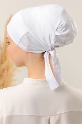 Melodi Scarf Sihirli Yapışkanlı Kaymayan Bone Beyaz Beyaz
