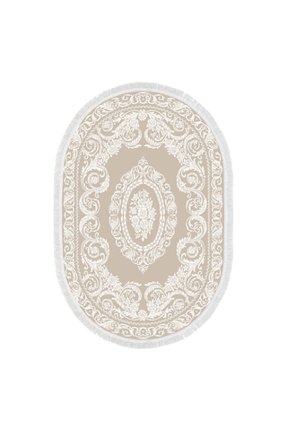 Eko Trend Djt 2 Li Yıkanabilir Kaymaz Taban Oval Banyo Paspas Klozet Takımı 747 Klasik Bej 60 X 100 - 50 X 60