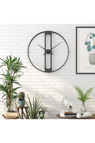 Dekoratif 60 Cm Siyah İskelet Duvar Saati