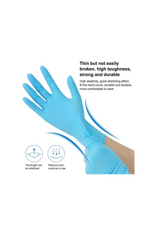 Sones 100 Adet Mavi Tek Kullanımlık Bütironitril Eldiven Ev İşi Malzemeleri, Beden: M, Avuç Genişliği: 8-9 Cm İçin Uygundur