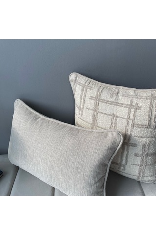Lidoma Home "grid & Solid" Dokulu Desenli Kırlent Kılıfı Seti Bej