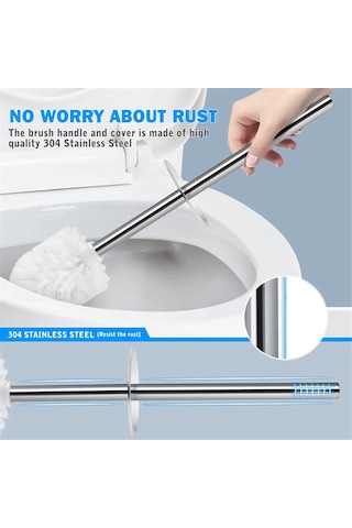 Tuvalet Fırçası Ve Tutucu, 2'li Uzun Saplı Tuvalet Fırçası, Beyaz Beyaz