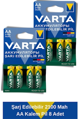 Power Şarj Edilebilir Kalem Pil 2100mah Aa 8 Adet Power Şarj Edilebilir Kalem Pil 2100mah Aa 8 Adet