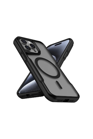 Nourthkiingdom Apple Uyumlu iPhone 14 Pro Max Magsafe Şarj Özellikli Renkli Kenar Airbag Şeritli Nrtk Lamer Kapak-siyah Siyah