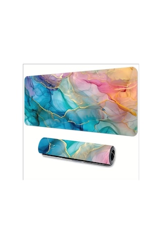 Sge Teknoloji 65x25 Cm Renkli Mermer Temalı Kaydırmaz Taban Speed Yüzey Oyuncu Mouse Pad Gaming