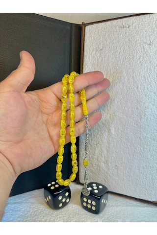 Altın Varaklı Tesbih Kapsül Kesim Sarı Renkli T-28