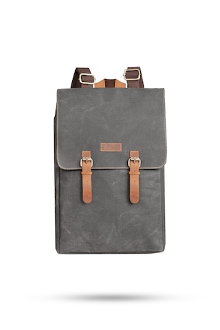 Gillario Design 02 15.6 Inch Kanvas -deri Laptop Sırt Çantası Siyah