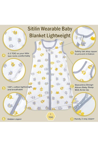 Sitilin Bebek Uyku Tulumu İç Ve Diş Kumaş %100 Doğal Pamuk Çift Kat Özel Kumaş Unisex 1 Tog Stl6428 Ekru