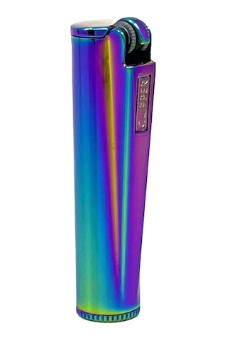 Clipper Metal Benzinli Çakmak - Icy Rainbow Özel Metal Kutulu Mavi
