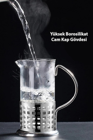 French Press - Filtre Kahve Ve Bitki Çayı Demliği 350 Ml Silver
