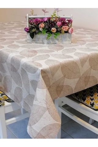 Elyaflı Pvc Muşamba - Desenli Silinebilir Masa Örtüsü 02mrl165a Kahve