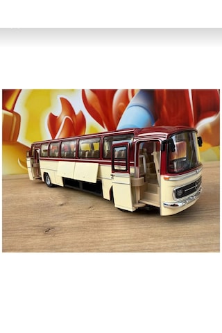 1:24 Mercedes Benz Otobüs Eski Nostaljik Otobüs Krem-bordo 25cm