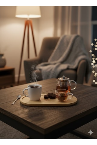 Bambu Yağdanlık Altlığı - Minimalist Ve Çok Yönlü Bambu Oval Altlık Açık Kahverengi