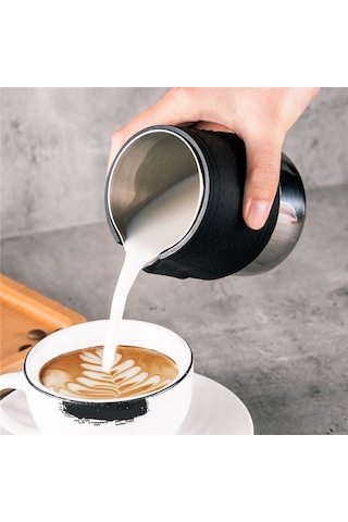 Silikon Süt Köpürtme Sürahi Espresso Kahve Barista Craft Latte Cappuccino Süt Kremi Frother Fincan Sürahi Makinesi Siyah