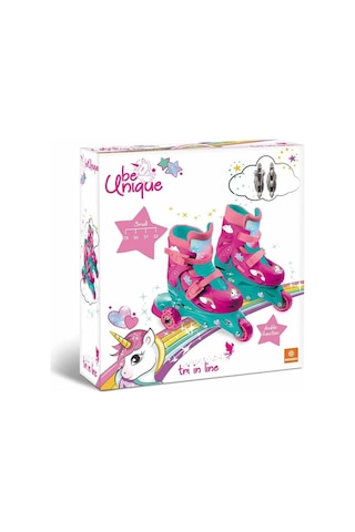 Unicorn Desenli Inline 3 Tekerlekli Paten Pembe