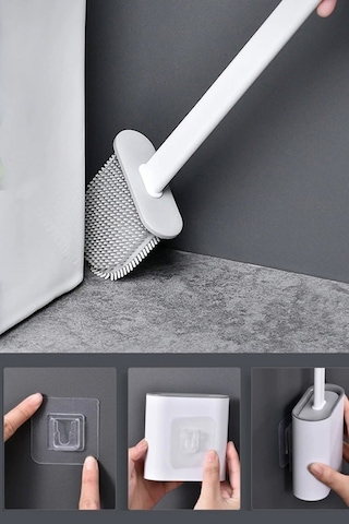 Hijyenik Akıllı Silikon Tuvalet Fırçası Banyo Lavabo Klozet Temizleme Aparatı Asılabilir Standlı Pro Çok Renkli