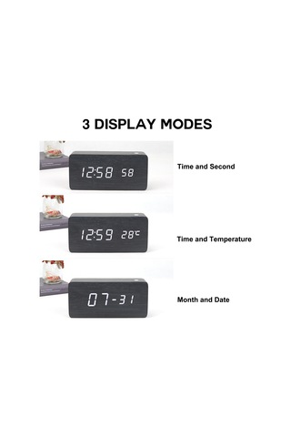 Gajeena Ahşap Dijital Alarm Saat, Led Büyük Ekran, 8 Seviye Parlaklık, Ses Kontrolü, Zaman-tarih-sıcaklık Gösterimi, Otomatik/manuel Aydınlatma Bambu