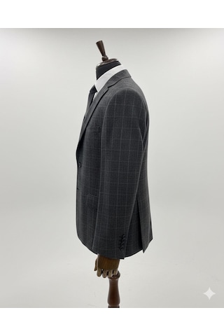 Classics Men Baba Erkek Geniş Kesim Çift Düğmeli Blazer Ceket Klasik Ve Modern Şıklık Füme