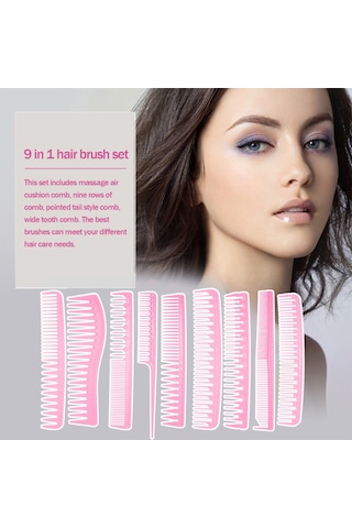 Suofeng 9 Parça Unisex Saç Fırçası & Masajlı Tarak Seti - Islak/kuru Şekillendirme, Dolaşma Önleyici Ev & Salon Bakımı İçin