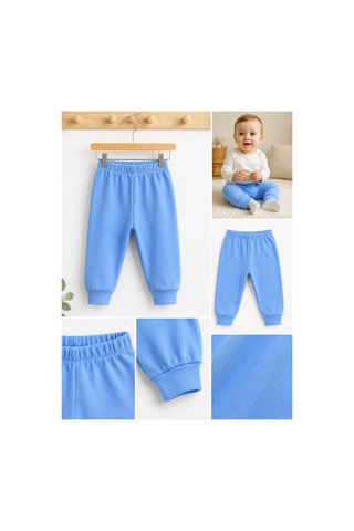 H&c Coolboy H&c %100 Pamuk Penye Bebek Tek Alt Pantalon 0-36 Ay Turkuaz