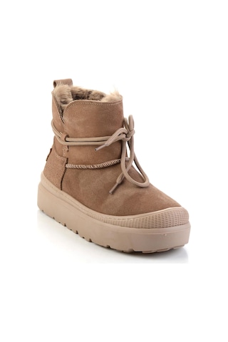 Bambi Vizon Hakiki Deri Kadın Bot & Bootie K02748100202 Vizon