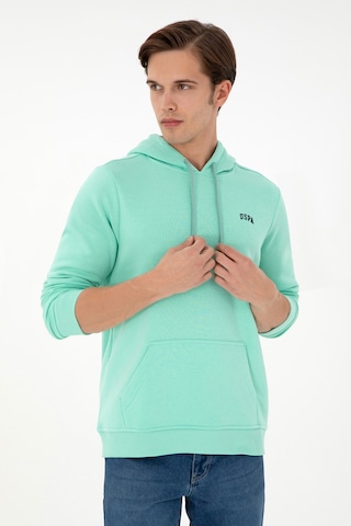 U.S. Polo Assn. Erkek Kapüşonlu Mint Basic Şardonlu Sweatshirt 50295176-VR090