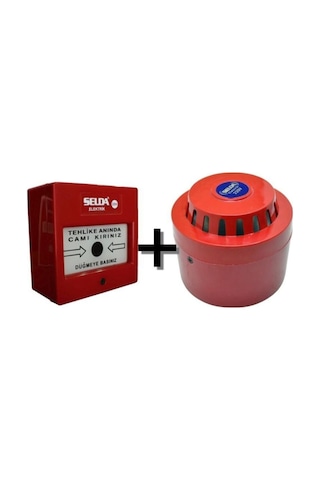Yangın Alarm Ihbar Ikaz Sireni Ve Butonu 2'li Set