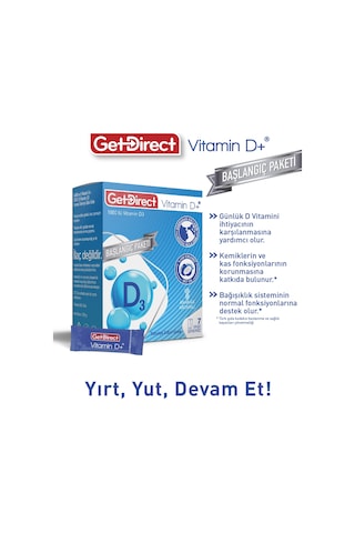 Vitamin D+ Başlangıç Paketi 1000 Iu Vitamin D3 Içeren Takviye Edici Gıda 7 Saşe