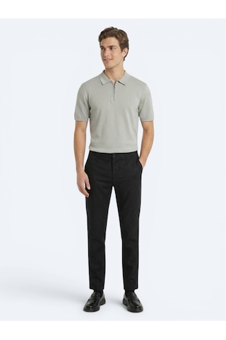 Kip Siyah Dokuma Relaxed Fit Casual Pamuk Karışımlı Pantolon