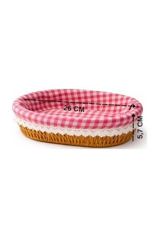 Şık Tasarımlı Oval Ekmeklik Rattan Pöti Kare Kumaşlı Ekmek Sepeti Çok Renkli