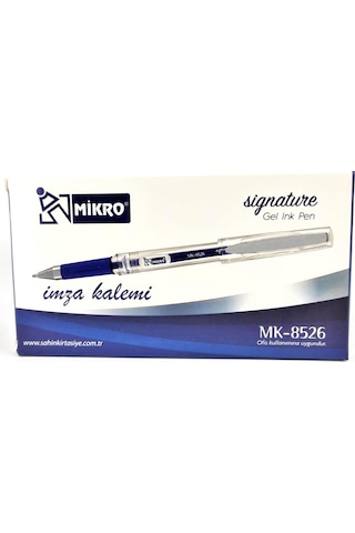 Mikro Mk-8526 Jel Mürekkep 1 Mm İmza Kalemi 12 Li Paket Mavi