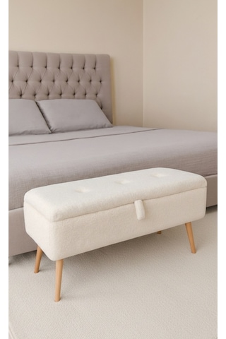 Yatak Önü Sandıklı Puf, Ve Giyinme Odası, Puf Bench, Yatak Ucu, Peluş Kumaş Puf Sandıklı Krem Yatak Önü Sandıklı Puf, Ve Giyinme Odası, Puf Bench, Yatak Ucu, Peluş Kumaş Puf Sandıklı Krem
