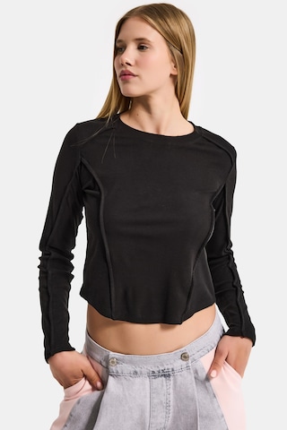 it's basic Kadın Siyah Renk W5 Organik Kumaş Crop Fit Body