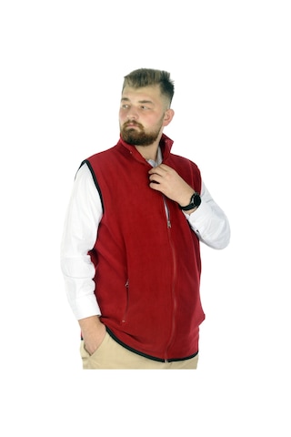 Mode Xl Erkek Polar Yelek Dik Yaka Fermuarlı 22549 Bordo 001
