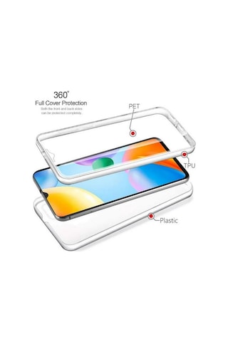 Adige Samsung Galaxy A05s Uyumlu Kılıf Ön Arka 360 Koruma Arka Sert Mika Ön Silikon Şeffaf